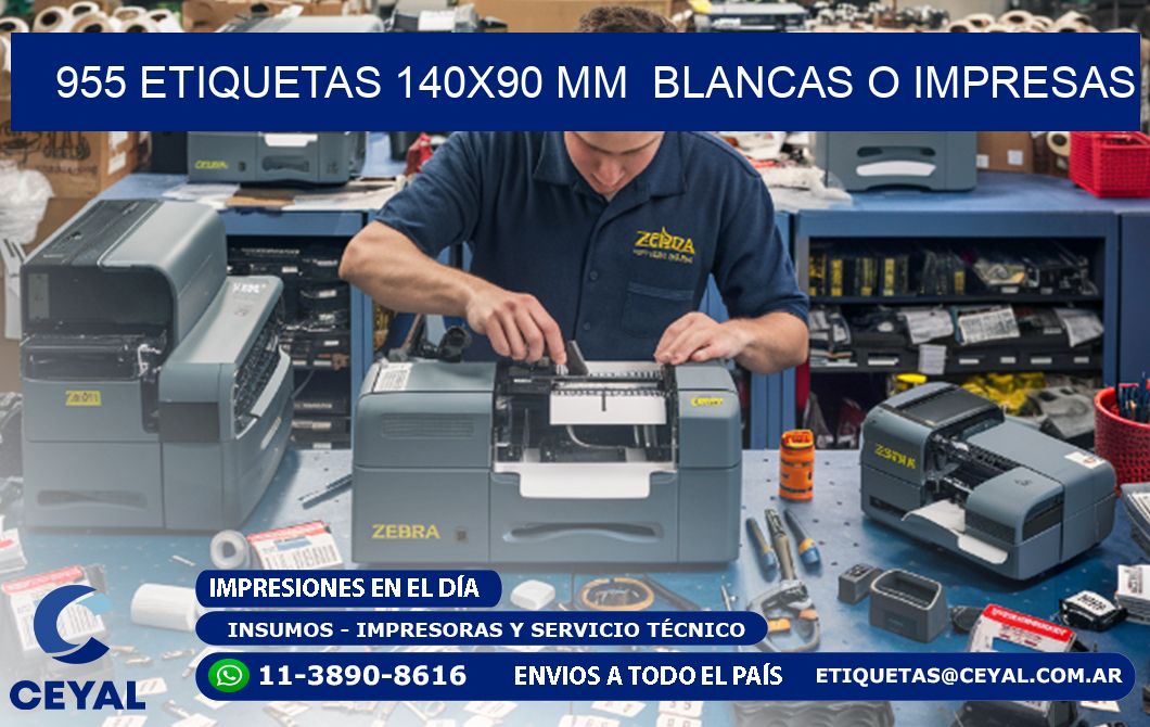 955 ETIQUETAS 140x90 mm  BLANCAS O IMPRESAS