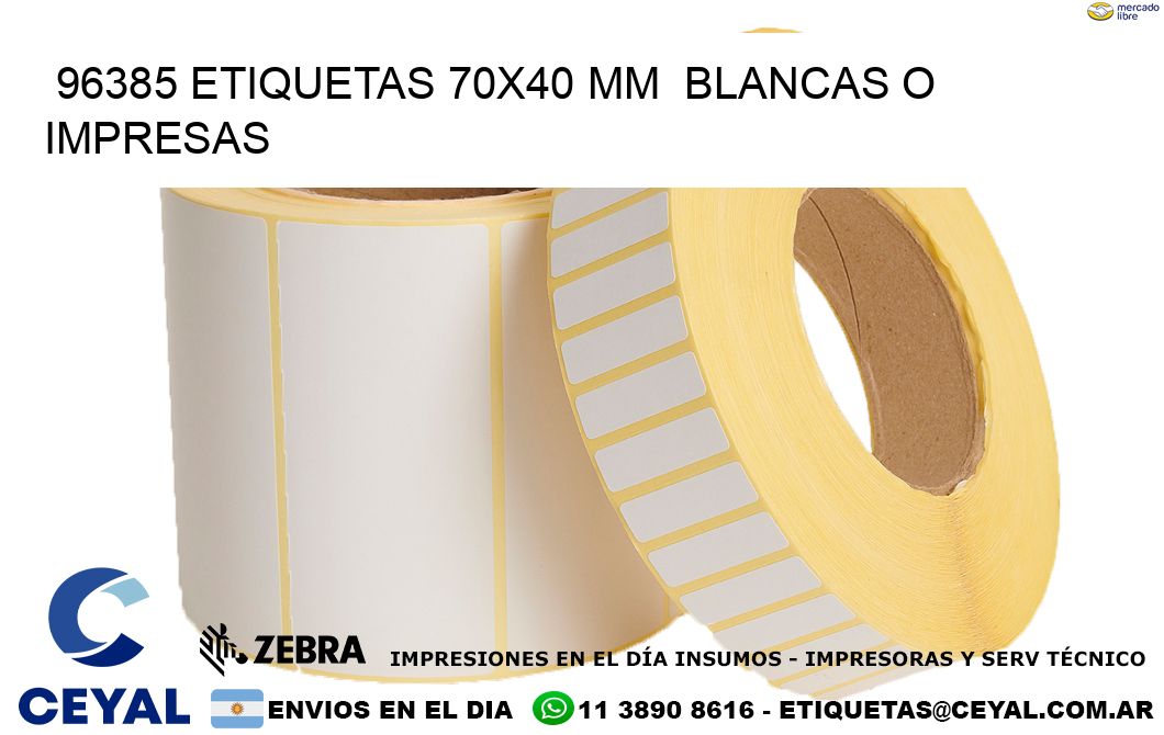 96385 ETIQUETAS 70x40 mm  BLANCAS O IMPRESAS