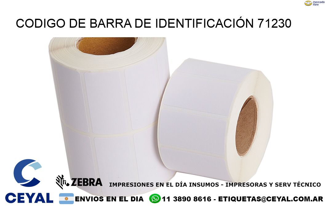 CODIGO DE BARRA DE IDENTIFICACIÓN 71230