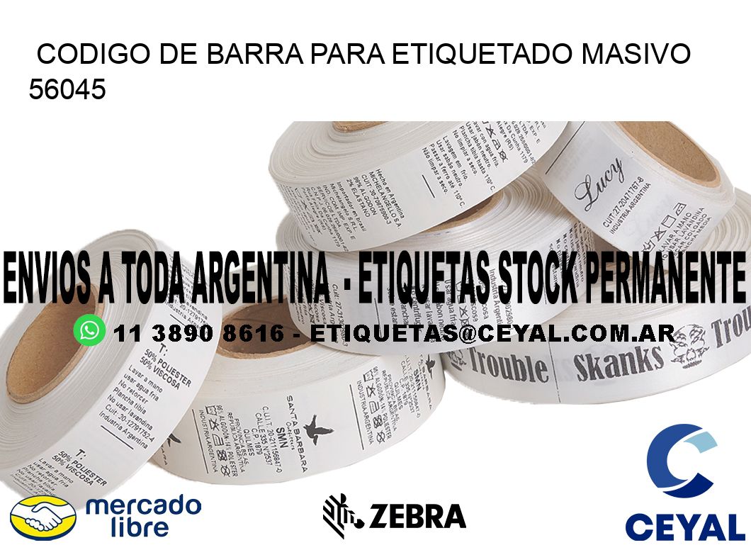 CODIGO DE BARRA PARA ETIQUETADO MASIVO 56045