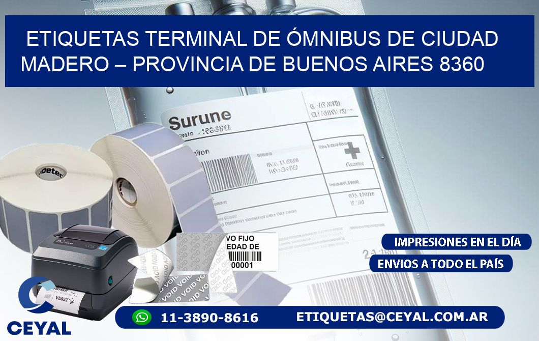 ETIQUETAS TERMINAL DE ÓMNIBUS DE CIUDAD MADERO – PROVINCIA DE BUENOS AIRES 8360