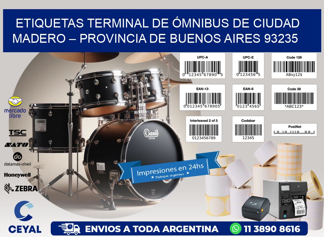 ETIQUETAS TERMINAL DE ÓMNIBUS DE CIUDAD MADERO – PROVINCIA DE BUENOS AIRES 93235