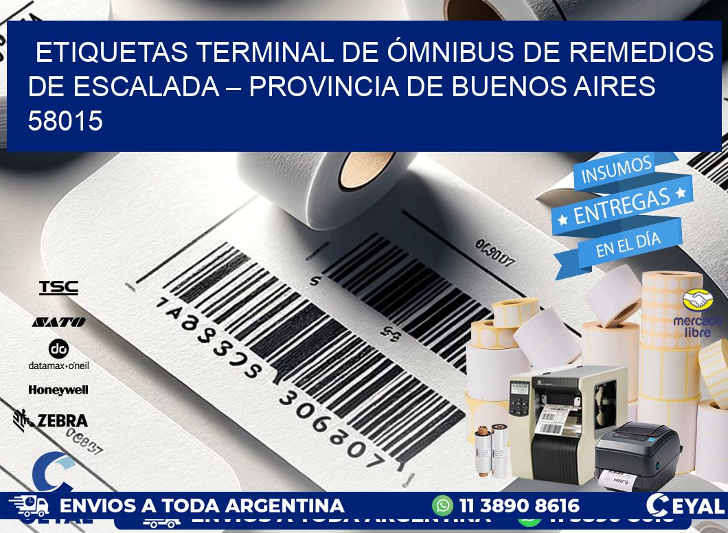 ETIQUETAS TERMINAL DE ÓMNIBUS DE REMEDIOS DE ESCALADA – PROVINCIA DE BUENOS AIRES 58015