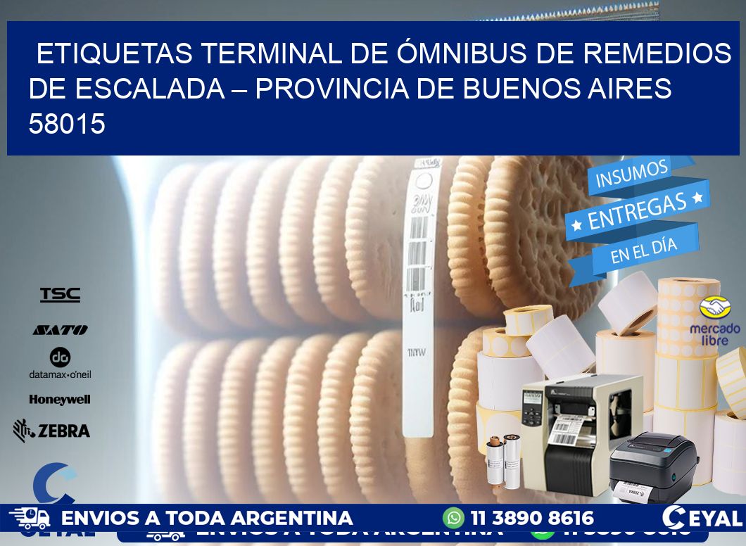 ETIQUETAS TERMINAL DE ÓMNIBUS DE REMEDIOS DE ESCALADA – PROVINCIA DE BUENOS AIRES 58015