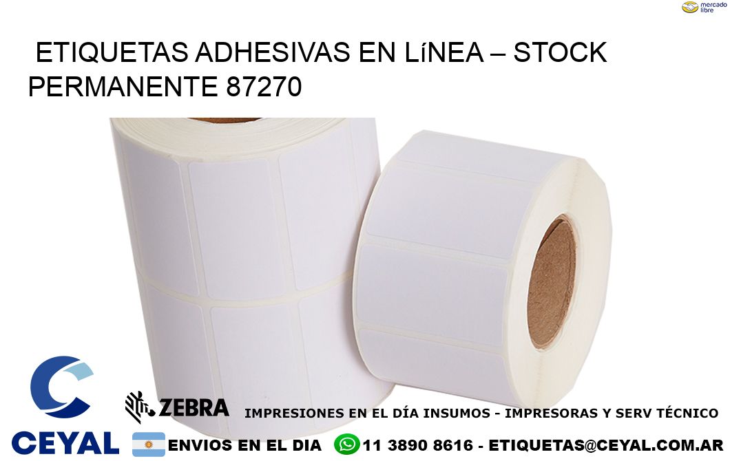Etiquetas Adhesivas en Línea – Stock Permanente 87270