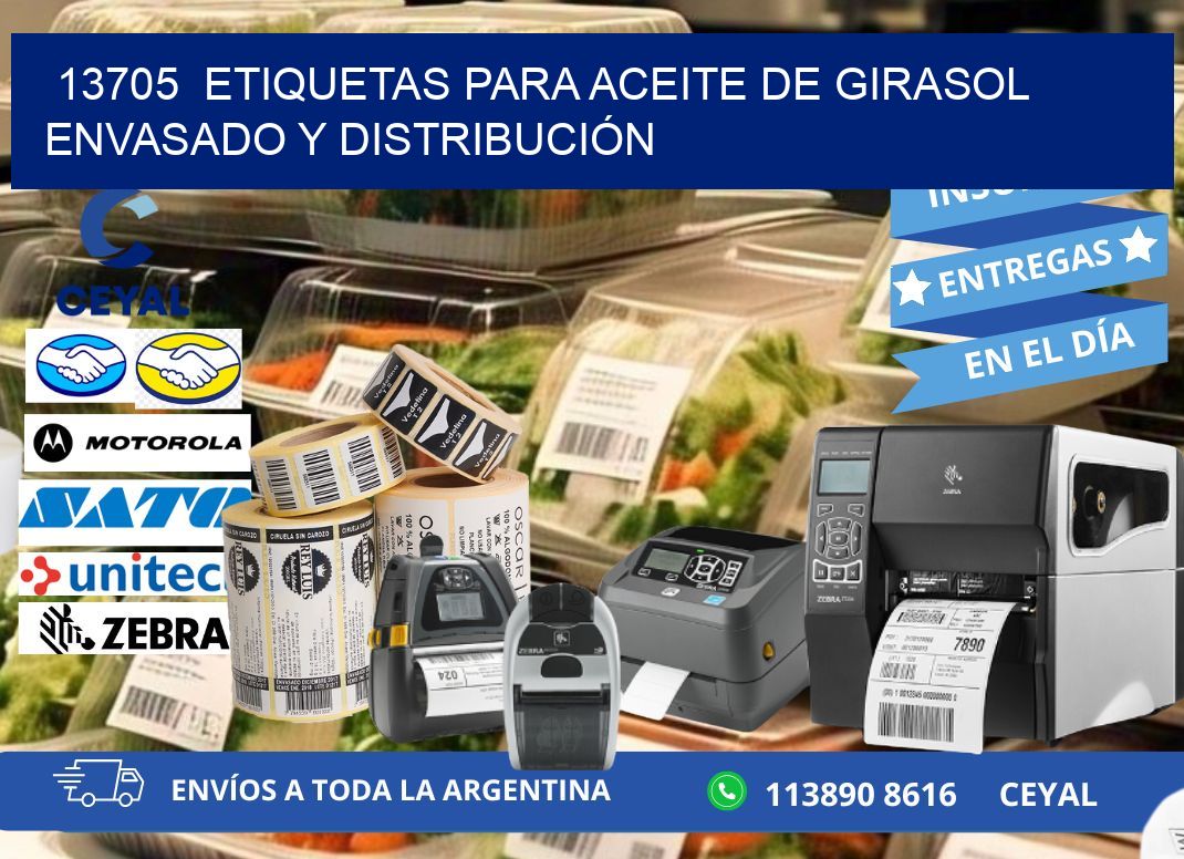 13705  ETIQUETAS PARA ACEITE DE GIRASOL ENVASADO Y DISTRIBUCIÓN