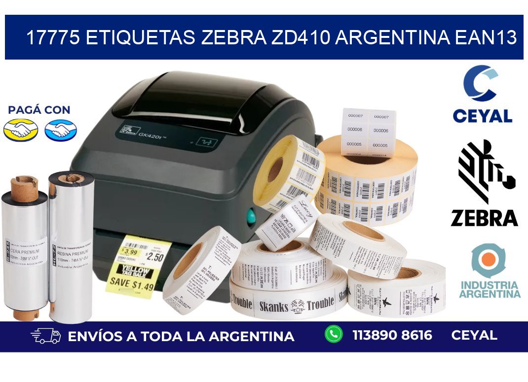 17775 etiquetas zebra zd410 argentina EAN13