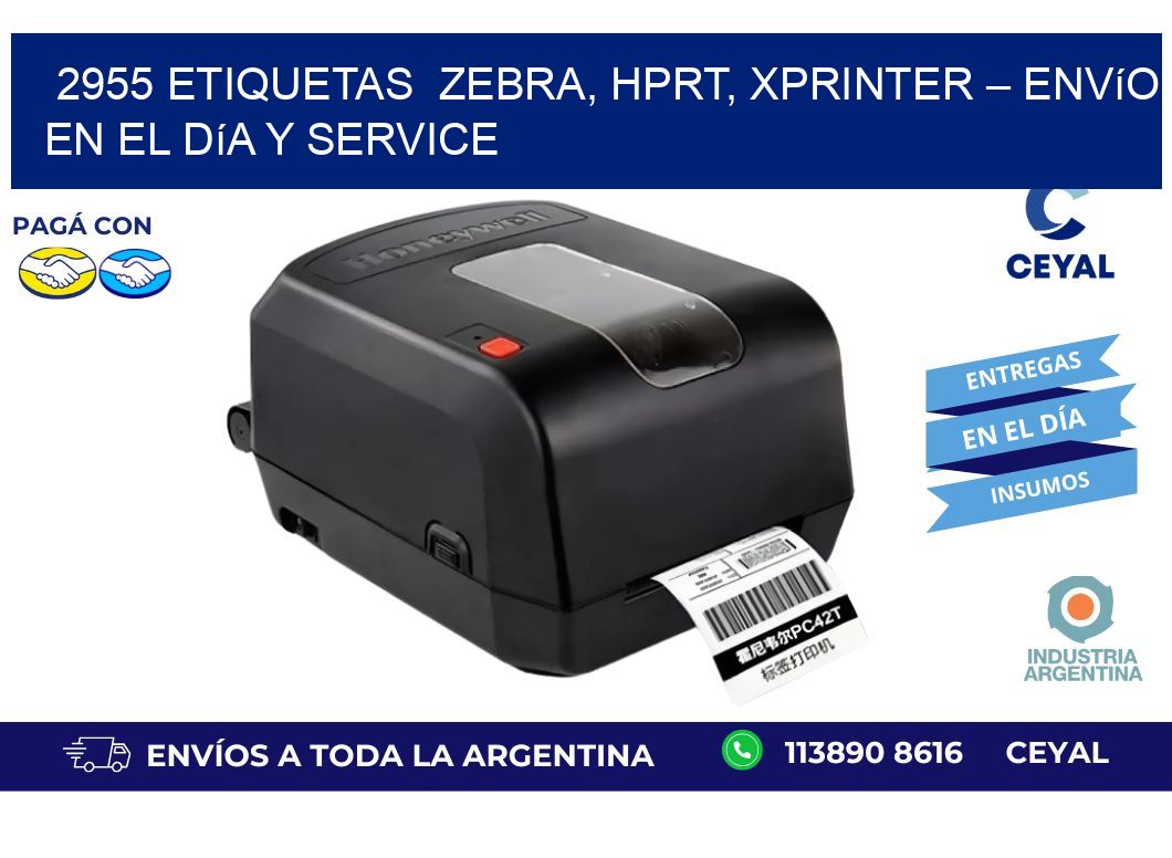 2955 etiquetas  Zebra, HPRT, Xprinter – Envío en el Día y Service