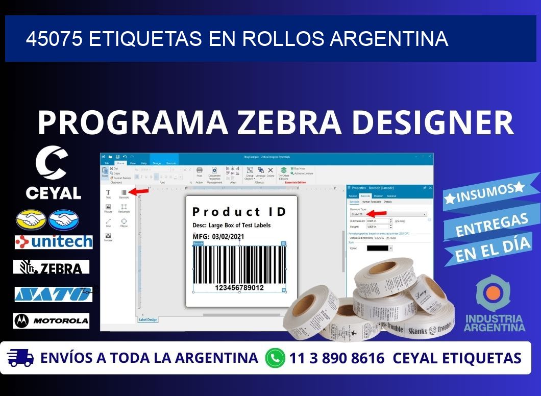 45075 ETIQUETAS EN ROLLOS ARGENTINA