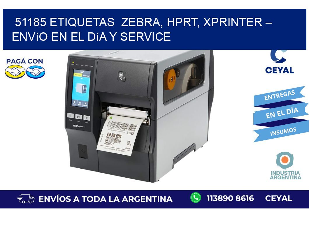 51185 etiquetas  Zebra, HPRT, Xprinter – Envío en el Día y Service