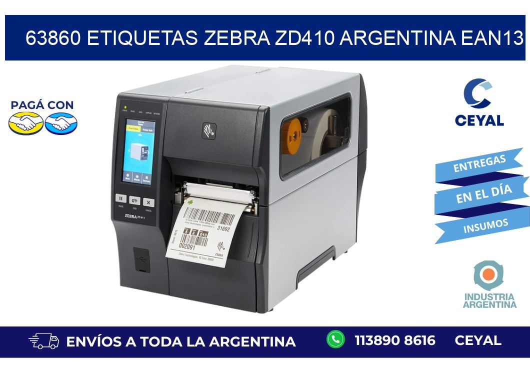 63860 etiquetas zebra zd410 argentina EAN13
