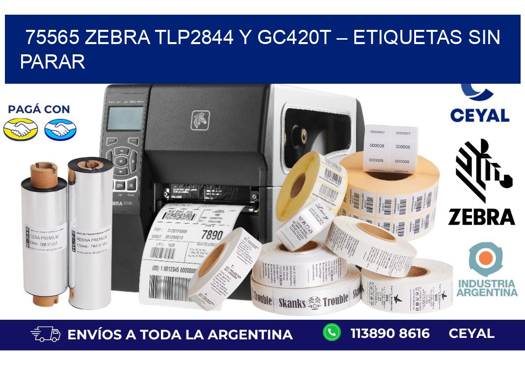 75565 Zebra TLP2844 y GC420T – Etiquetas sin Parar