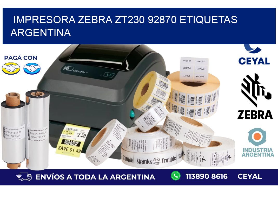 Impresora zebra zt230 92870 etiquetas argentina