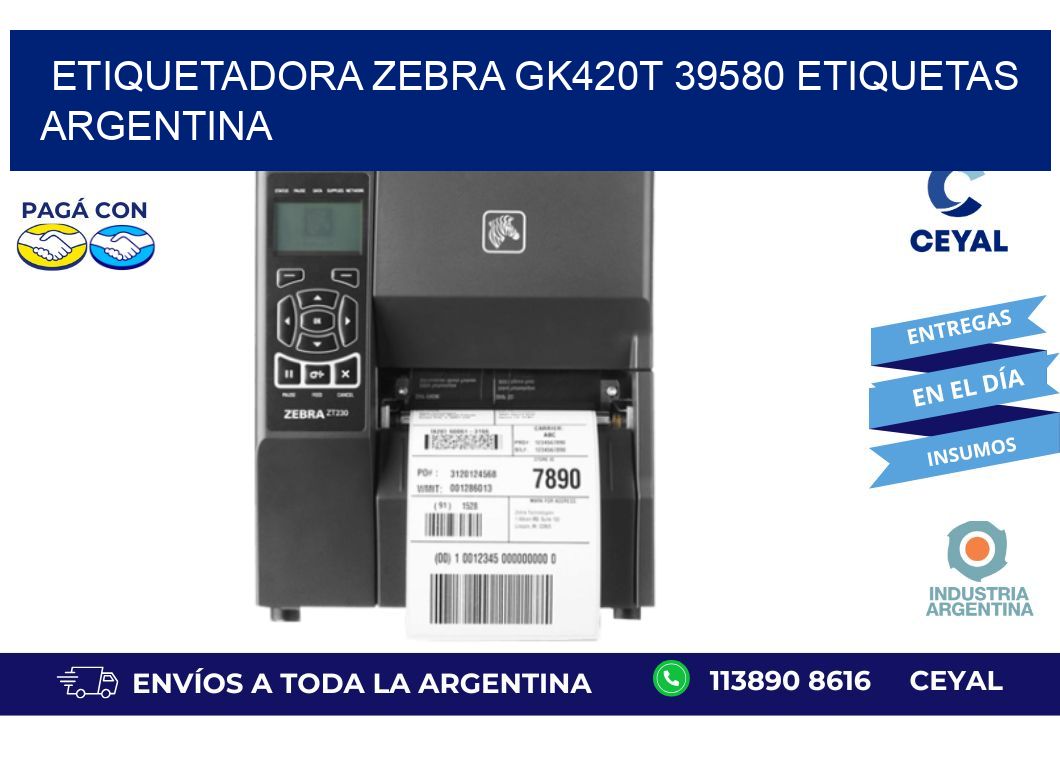 etiquetadora zebra gk420t 39580 etiquetas argentina
