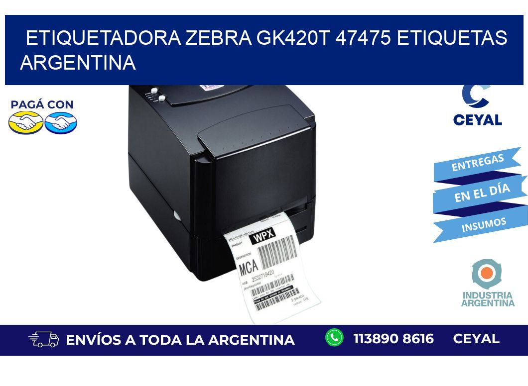 etiquetadora zebra gk420t 47475 etiquetas argentina