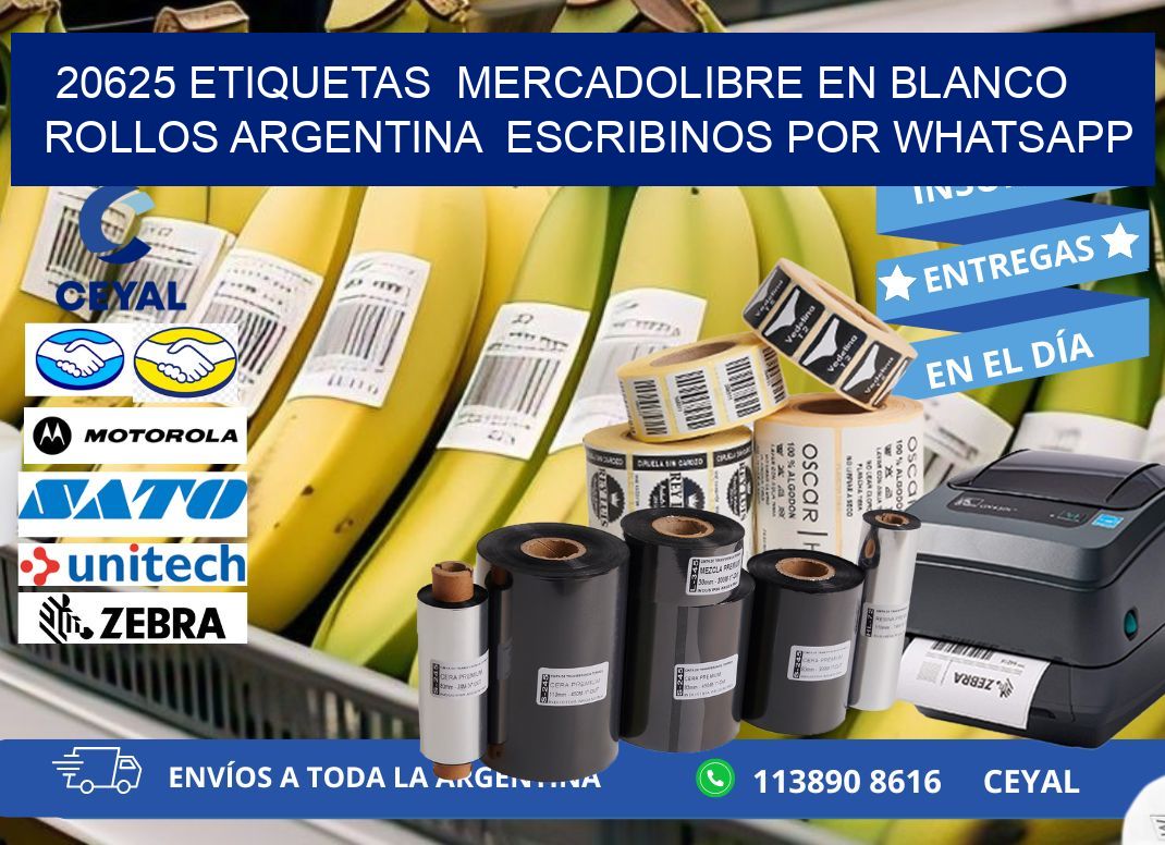 20625 ETIQUETAS  MERCADOLIBRE EN BLANCO ROLLOS ARGENTINA  ESCRIBINOS POR WHATSAPP