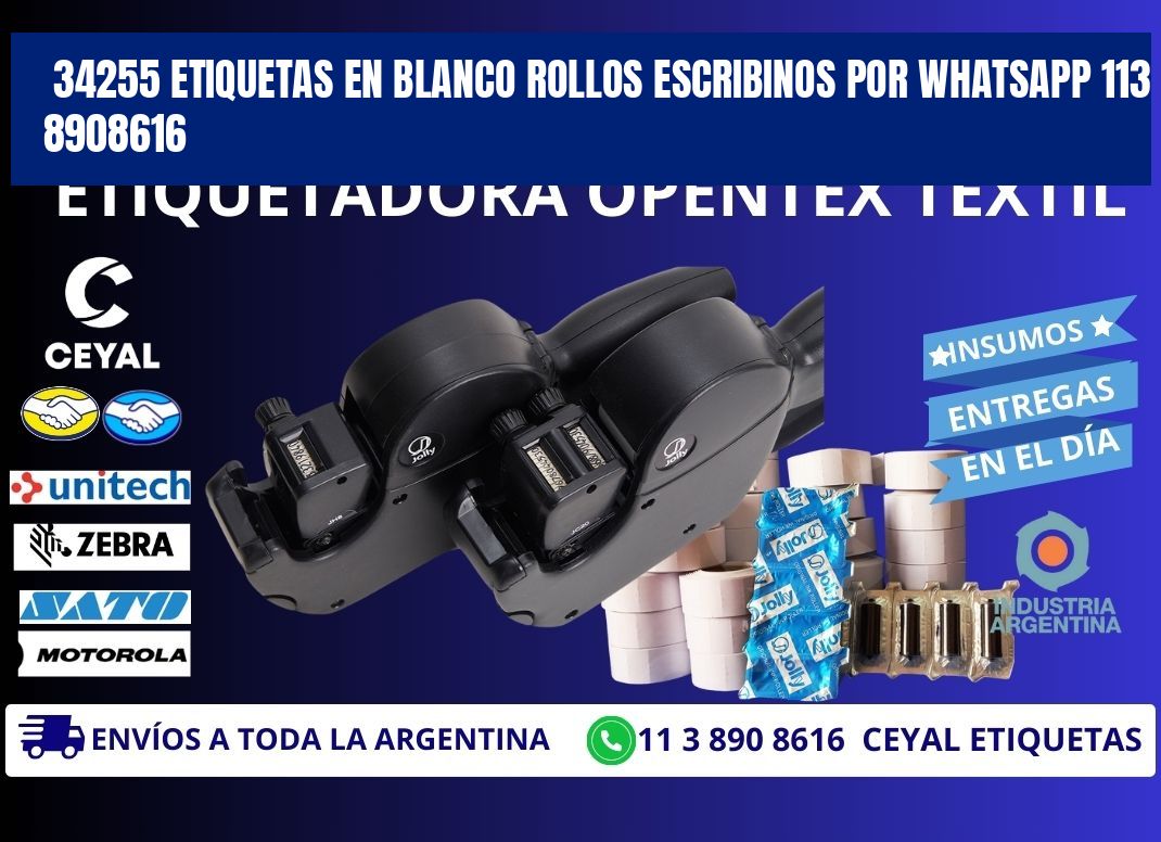 34255 ETIQUETAS EN BLANCO ROLLOS ESCRIBINOS POR WHATSAPP 113 8908616