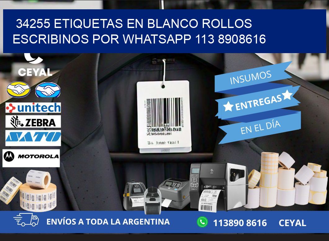 34255 ETIQUETAS EN BLANCO ROLLOS ESCRIBINOS POR WHATSAPP 113 8908616