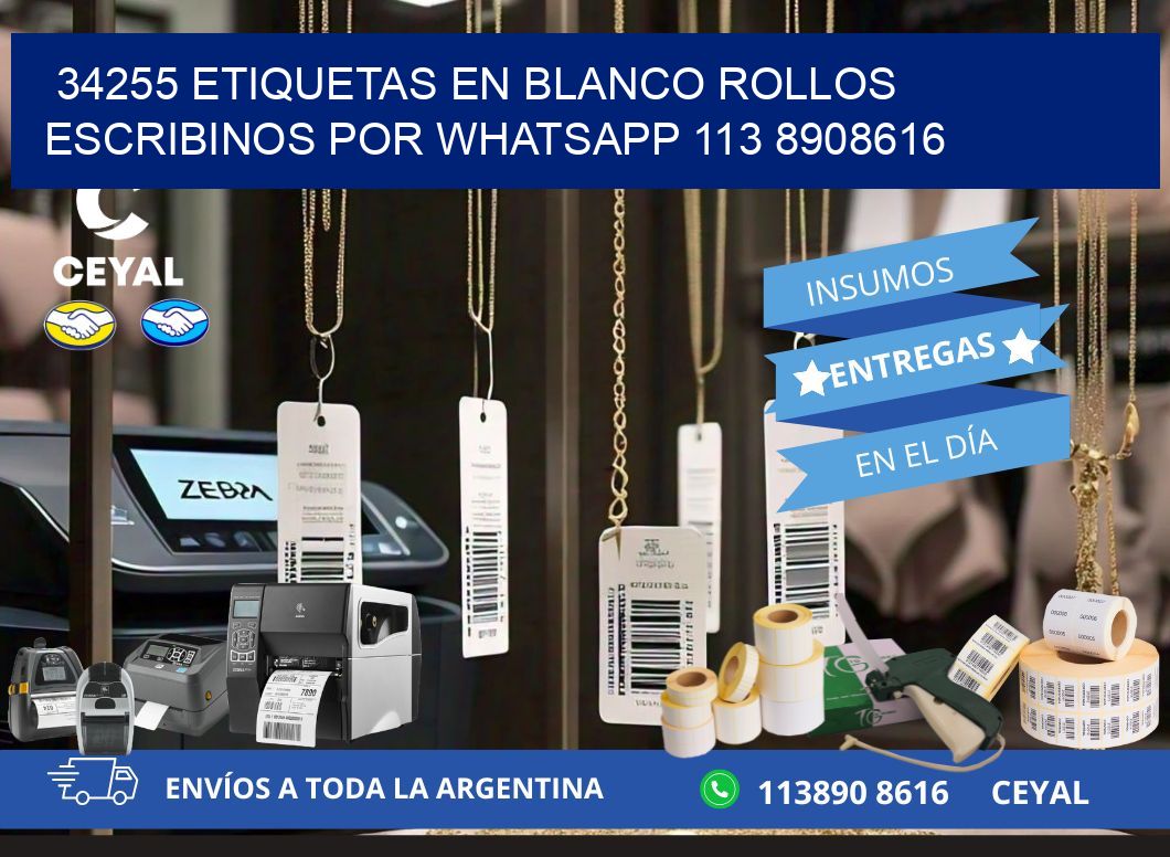 34255 ETIQUETAS EN BLANCO ROLLOS ESCRIBINOS POR WHATSAPP 113 8908616