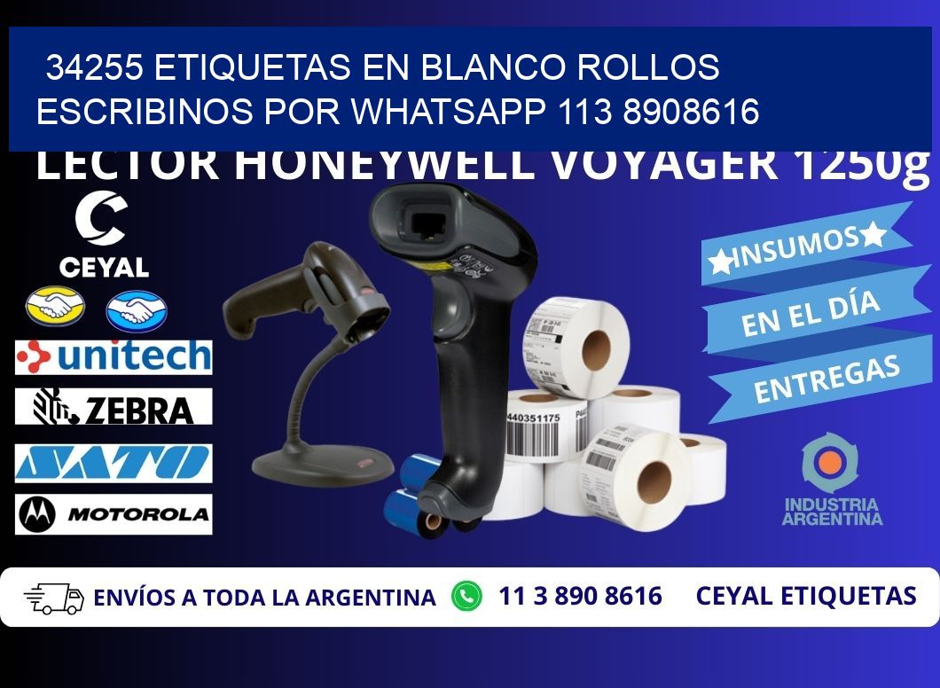 34255 ETIQUETAS EN BLANCO ROLLOS ESCRIBINOS POR WHATSAPP 113 8908616