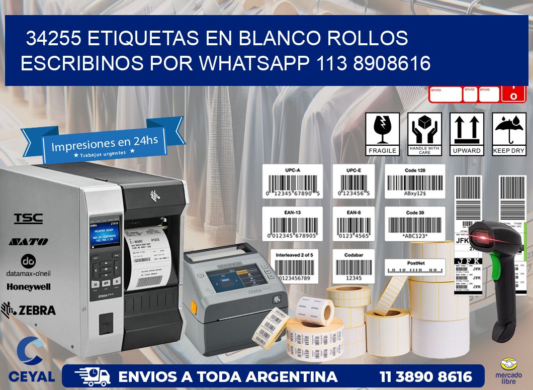 34255 ETIQUETAS EN BLANCO ROLLOS ESCRIBINOS POR WHATSAPP 113 8908616