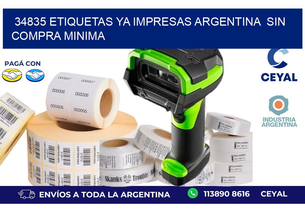 34835 ETIQUETAS YA IMPRESAS ARGENTINA  SIN COMPRA MINIMA
