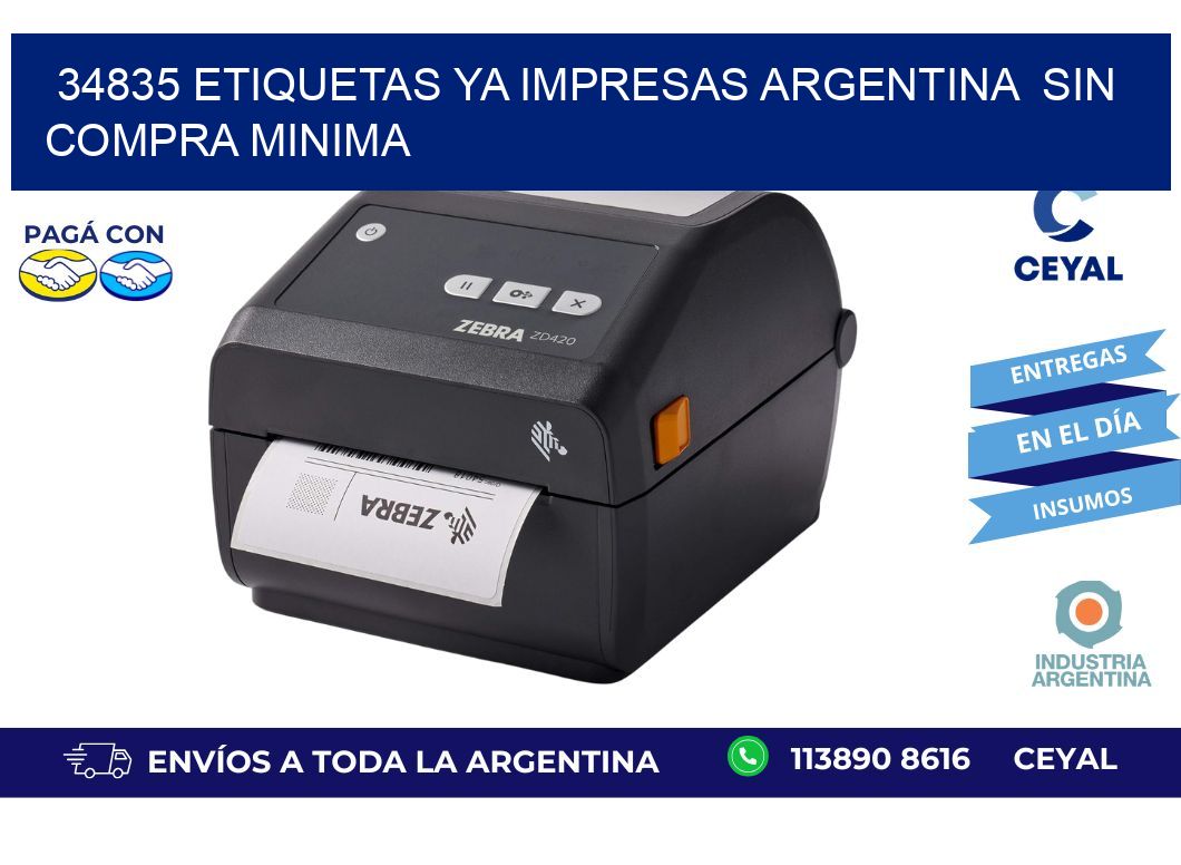 34835 ETIQUETAS YA IMPRESAS ARGENTINA  SIN COMPRA MINIMA
