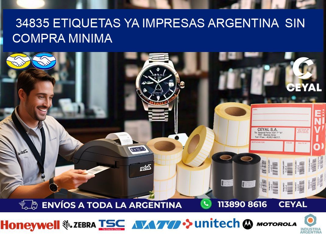 34835 ETIQUETAS YA IMPRESAS ARGENTINA  SIN COMPRA MINIMA