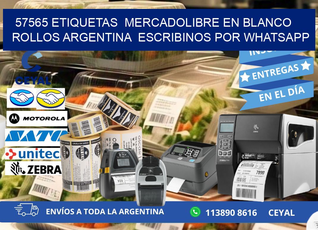 57565 ETIQUETAS  MERCADOLIBRE EN BLANCO ROLLOS ARGENTINA  ESCRIBINOS POR WHATSAPP