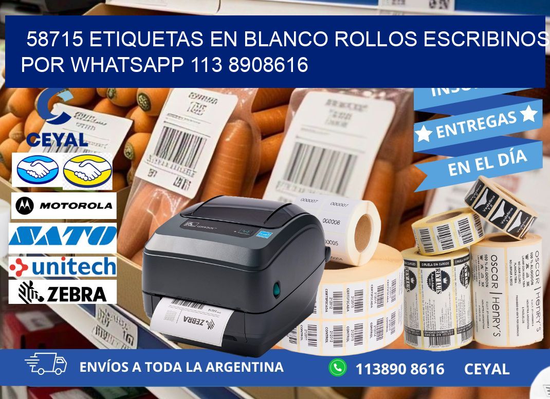 58715 ETIQUETAS EN BLANCO ROLLOS ESCRIBINOS POR WHATSAPP 113 8908616