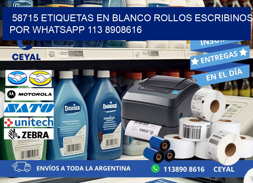 58715 ETIQUETAS EN BLANCO ROLLOS ESCRIBINOS POR WHATSAPP 113 8908616