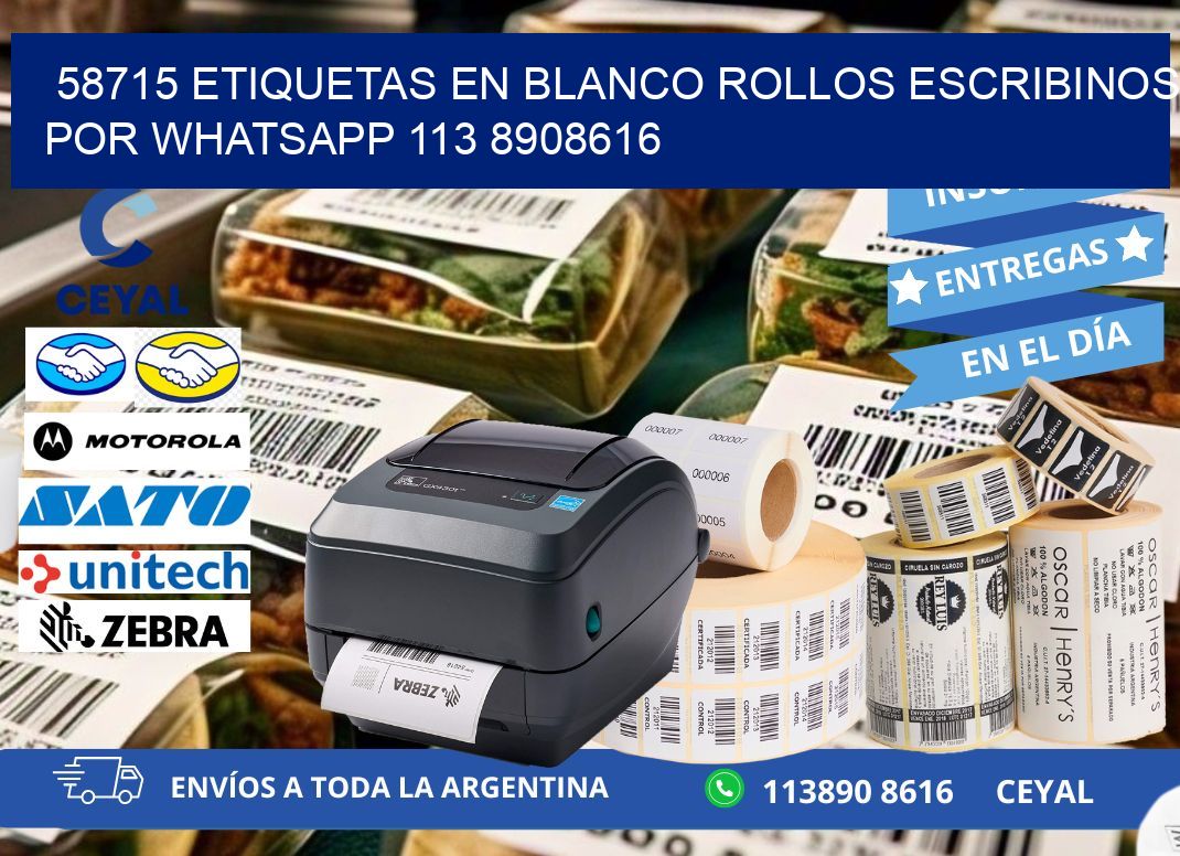 58715 ETIQUETAS EN BLANCO ROLLOS ESCRIBINOS POR WHATSAPP 113 8908616