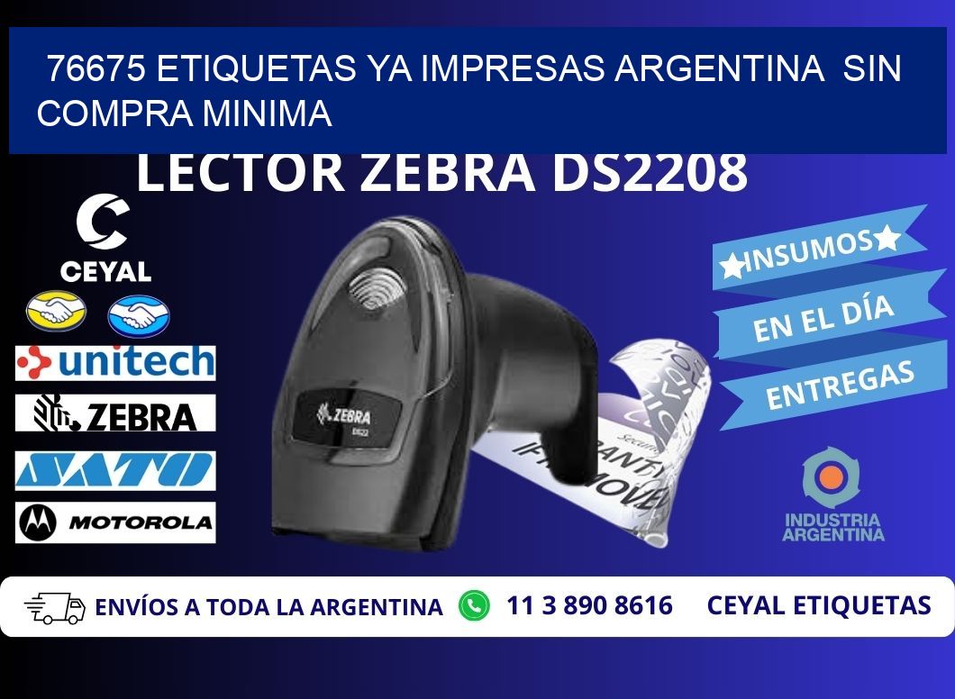 76675 ETIQUETAS YA IMPRESAS ARGENTINA  SIN COMPRA MINIMA