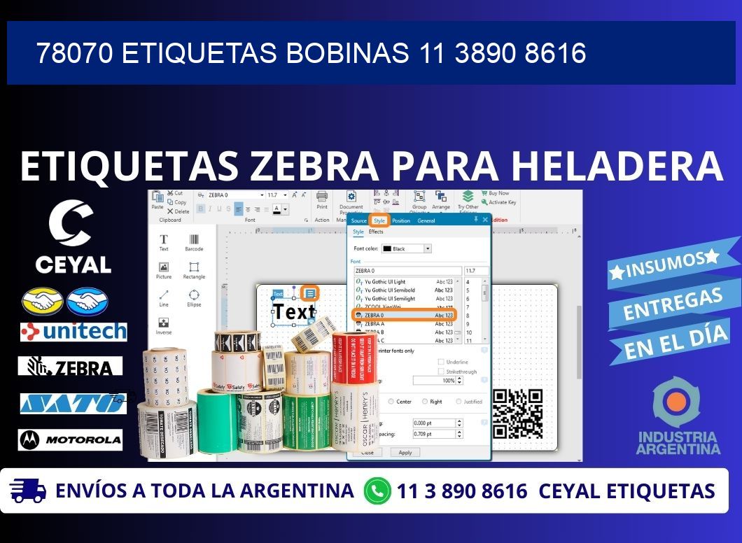 78070 ETIQUETAS BOBINAS 11 3890 8616