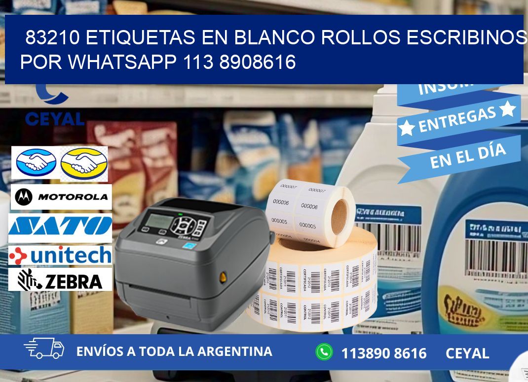 83210 ETIQUETAS EN BLANCO ROLLOS ESCRIBINOS POR WHATSAPP 113 8908616