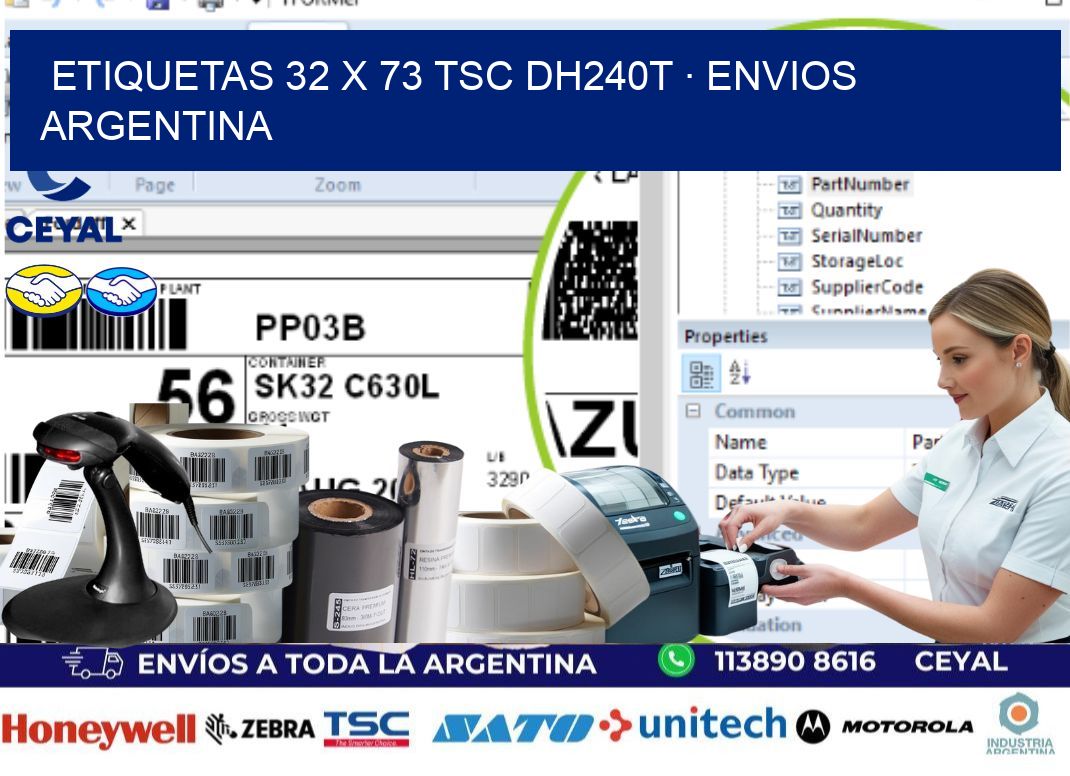 ETIQUETAS 32 x 73 TSC DH240T · ENVIOS ARGENTINA