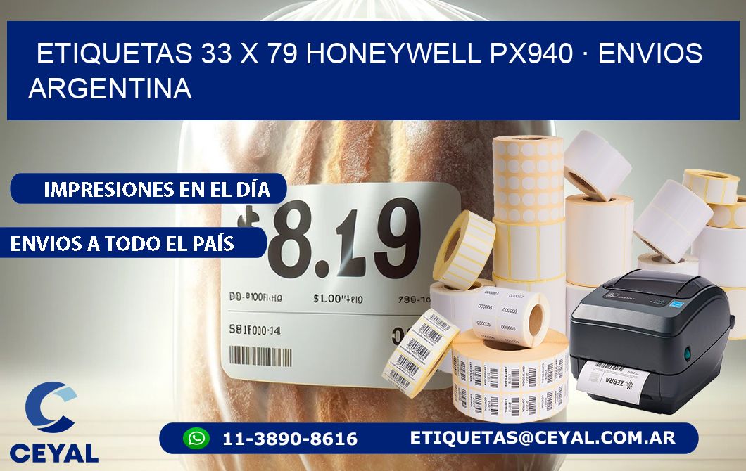 ETIQUETAS 33 x 79 HONEYWELL PX940 · ENVIOS ARGENTINA
