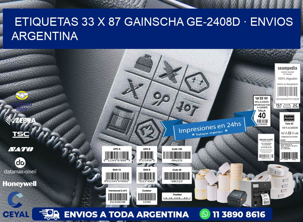 ETIQUETAS 33 x 87 GAINSCHA GE-2408D · ENVIOS ARGENTINA