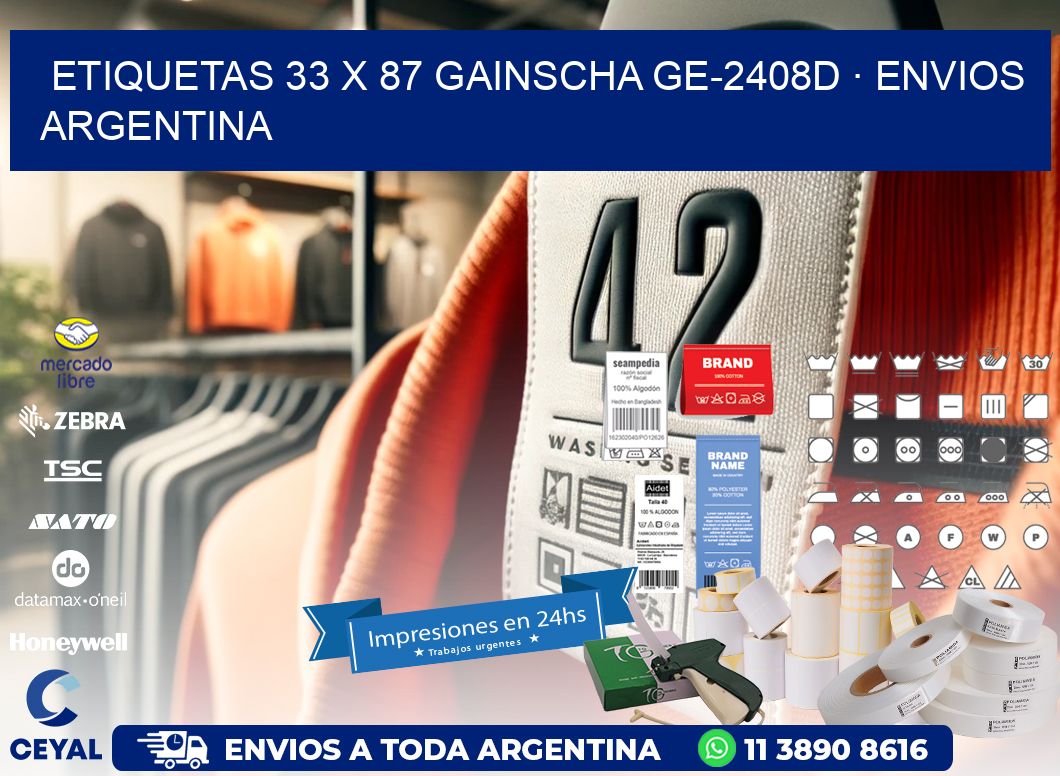 ETIQUETAS 33 x 87 GAINSCHA GE-2408D · ENVIOS ARGENTINA