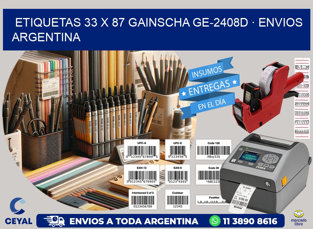 ETIQUETAS 33 x 87 GAINSCHA GE-2408D · ENVIOS ARGENTINA