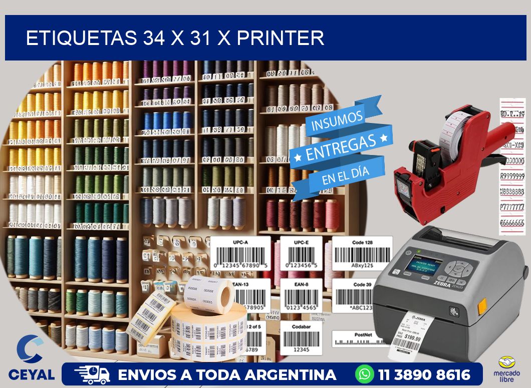 ETIQUETAS 34 x 31 X PRINTER