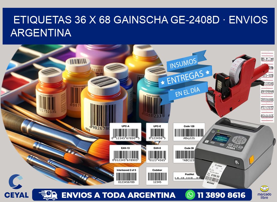ETIQUETAS 36 x 68 GAINSCHA GE-2408D · ENVIOS ARGENTINA