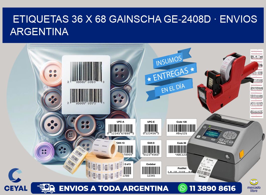 ETIQUETAS 36 x 68 GAINSCHA GE-2408D · ENVIOS ARGENTINA