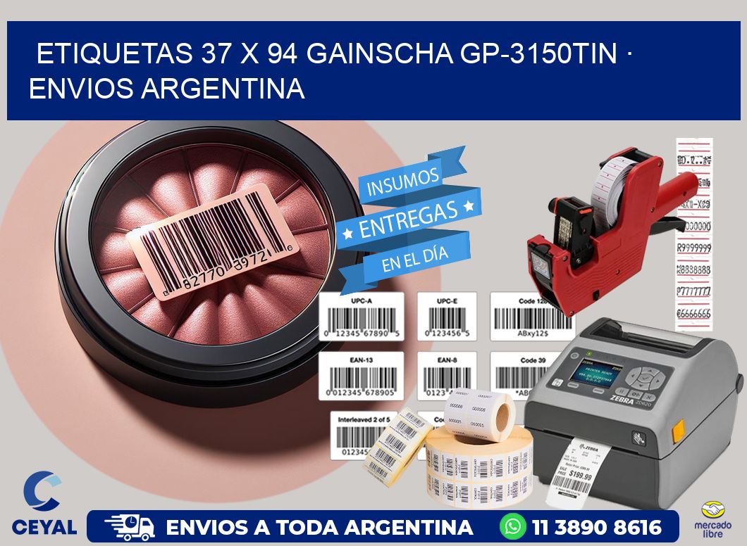ETIQUETAS 37 x 94 GAINSCHA GP-3150TIN · ENVIOS ARGENTINA