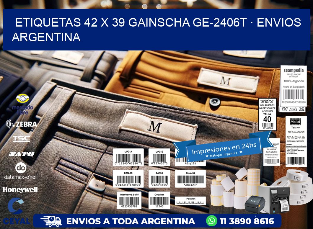 ETIQUETAS 42 x 39 GAINSCHA GE-2406T · ENVIOS ARGENTINA