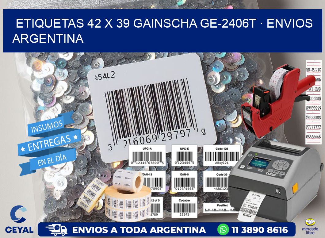 ETIQUETAS 42 x 39 GAINSCHA GE-2406T · ENVIOS ARGENTINA