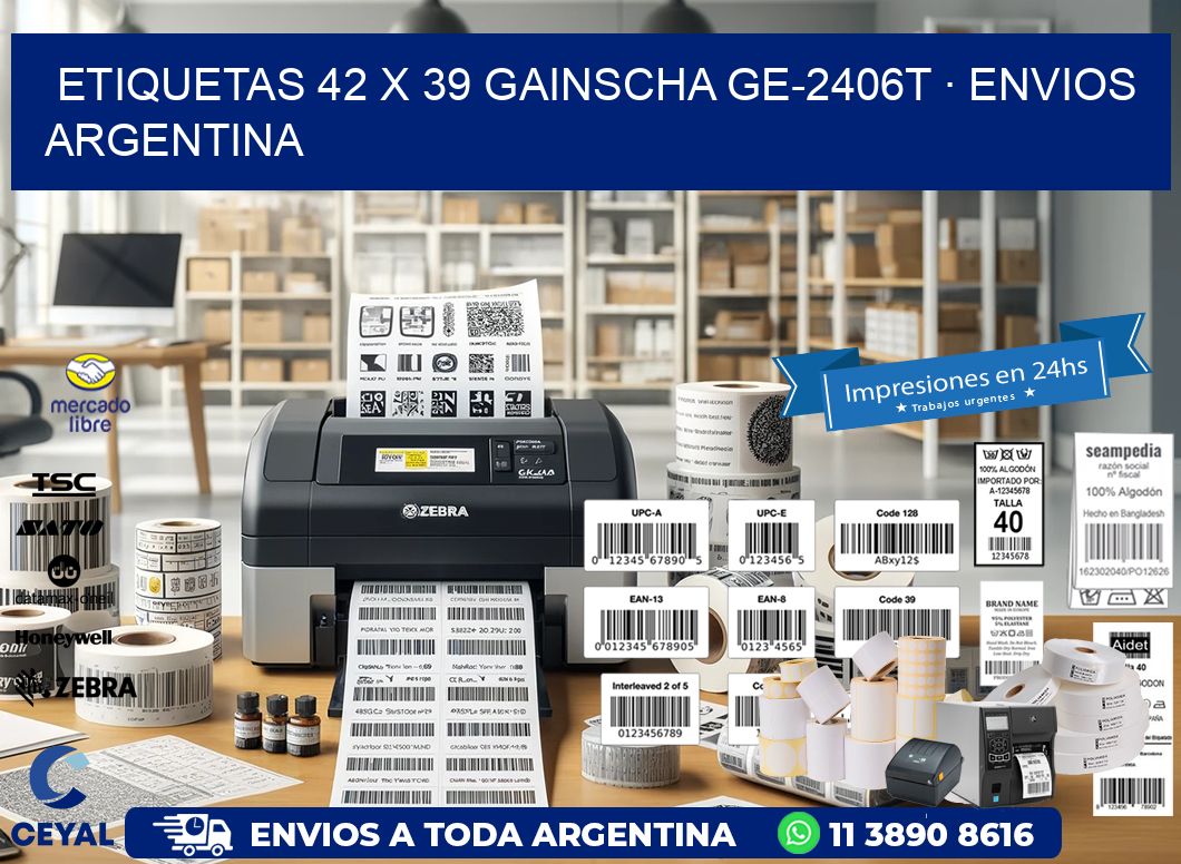 ETIQUETAS 42 x 39 GAINSCHA GE-2406T · ENVIOS ARGENTINA