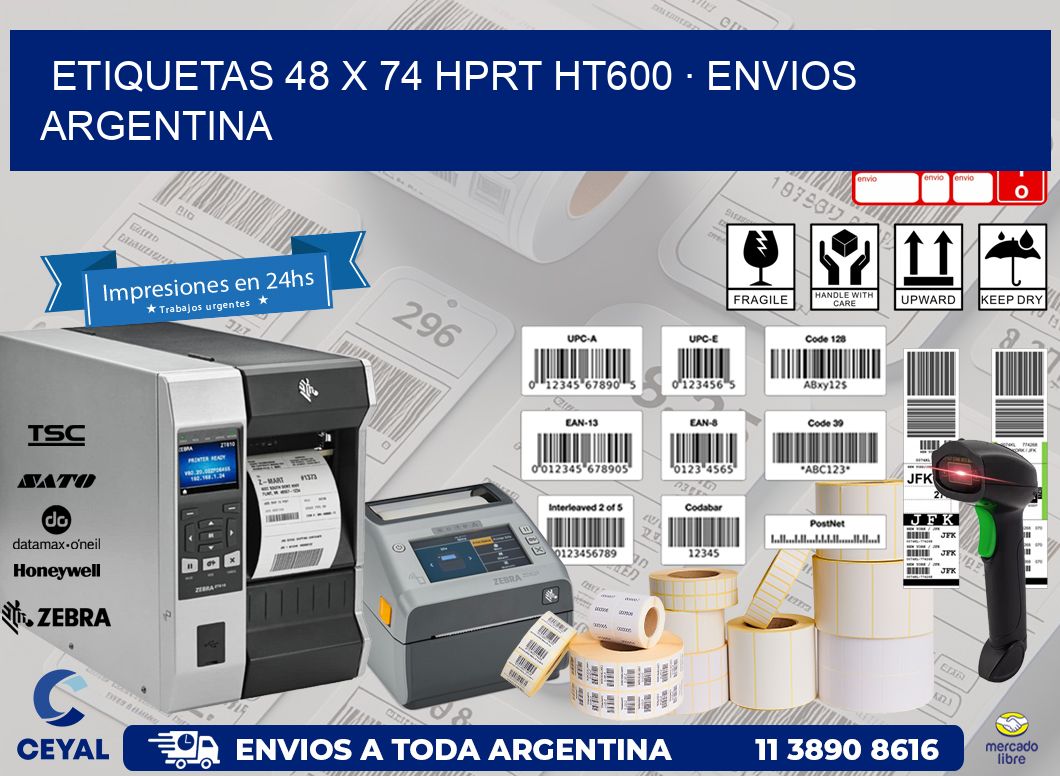 ETIQUETAS 48 x 74 HPRT HT600 · ENVIOS ARGENTINA