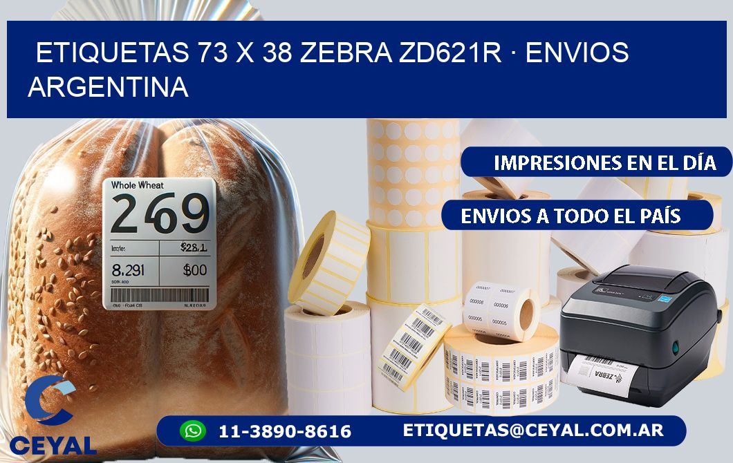 ETIQUETAS 73 x 38 ZEBRA ZD621R · ENVIOS ARGENTINA