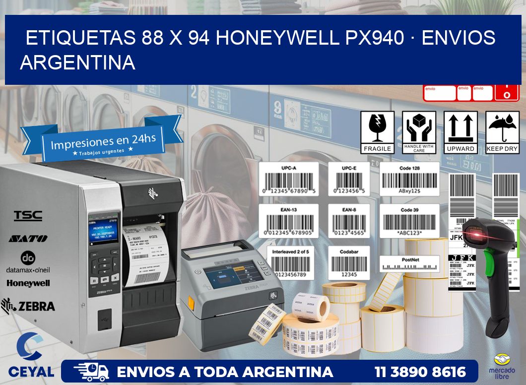 ETIQUETAS 88 x 94 HONEYWELL PX940 · ENVIOS ARGENTINA